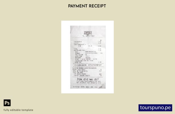 Plantilla de recibo de pago de Tesco lista para imprimir